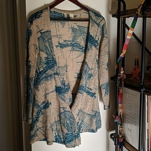Very Unique Ship-Print Wool Cardigan!